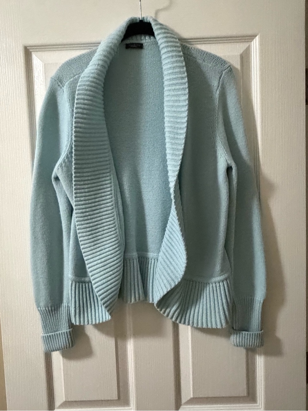 Talbots Pale Blue Open-Front Shawl Collar Cardigan